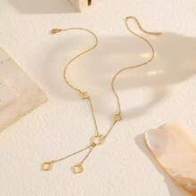 1 Stück elegante, zarte Kette mit Kleeblatt-Quaste in Gold, leichte, schwingende Choker-Kette, graziöser und charmanter Stil für verschiedene Outfits