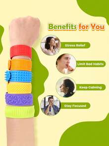 1pc Textured Silicone Bracelet Sensory Toy, Relieves Anxiety, ADHD And Stress, Adult Desktop Wearable Sensory Toy, Travel Airplane Shaped Fidget Toy, Suitable Gift For Men And Women, Holiday Gift - Multicolor - View 3