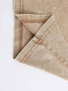 Interesting Printed Round Neck Short-Sleeved Cotton T-Shirt, Washed And Distressed Retro Style, Machine Washable, Unisex, Suitable For Casual Travel - Khaki 2 - Xem 4