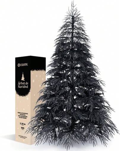 2,2 metros (7,2 pies) pino artificial negro de alta gama| Diseño de ramas mixtas súper densas para crear una decoración realista y exquisita de enfoque festivo