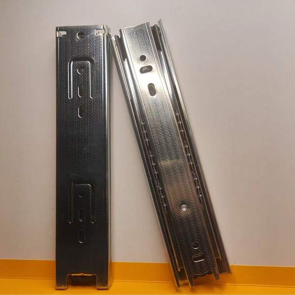 1 Paar (2 Stücke) Edelstahl Schubladenführungen, 3 Stücke leise Schubladenführung, Möbelschublade, Schreibtisch, silberne Schrankauszüge, Kugellager Schubladenführung, einfache Installation