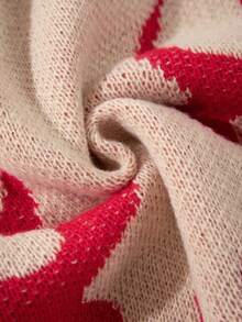 ANDREILEE Autumn/Winter Men's Casual Loose Solid Color Ribbed Flame Pattern Retro Streetwear Distressed Design Button V-Neck Cardigan Knit Long Sleeve Jacket - Red - View 10