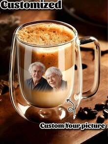 1/2pcs Custom Simple Light Luxury Double-Layer Insulated Heat Preservation Good Glass Coffee Cup , Transparent, With Portable Handle, Suitable For Cappuccino, Latte, Tea, Hot And Cold Drinks, Suitable For Easter, Christmas, Birthday Party