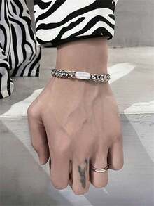 1 件极简主义链条手链，钛钢材质，链条，嘻哈风格，多功能男士珠宝，万圣节配饰，教师节街头风格配饰，牛仔服装配饰