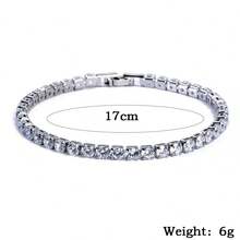 1 件奢华莫桑石网球手链 - 10.5-14 克拉实验室制造钻石，925 纯银，18k 白金镀层，设计精美，是送给男士和女士的完美礼物