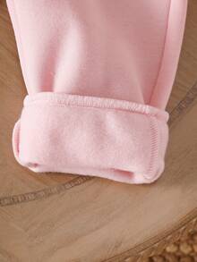 2 Stücke Baby Mädchen Erdbeere Stickerei Thermisch gefütterte Sweatshirt und Hose Set, süße Vintage Streetwear für Outdoor-Aktivitäten