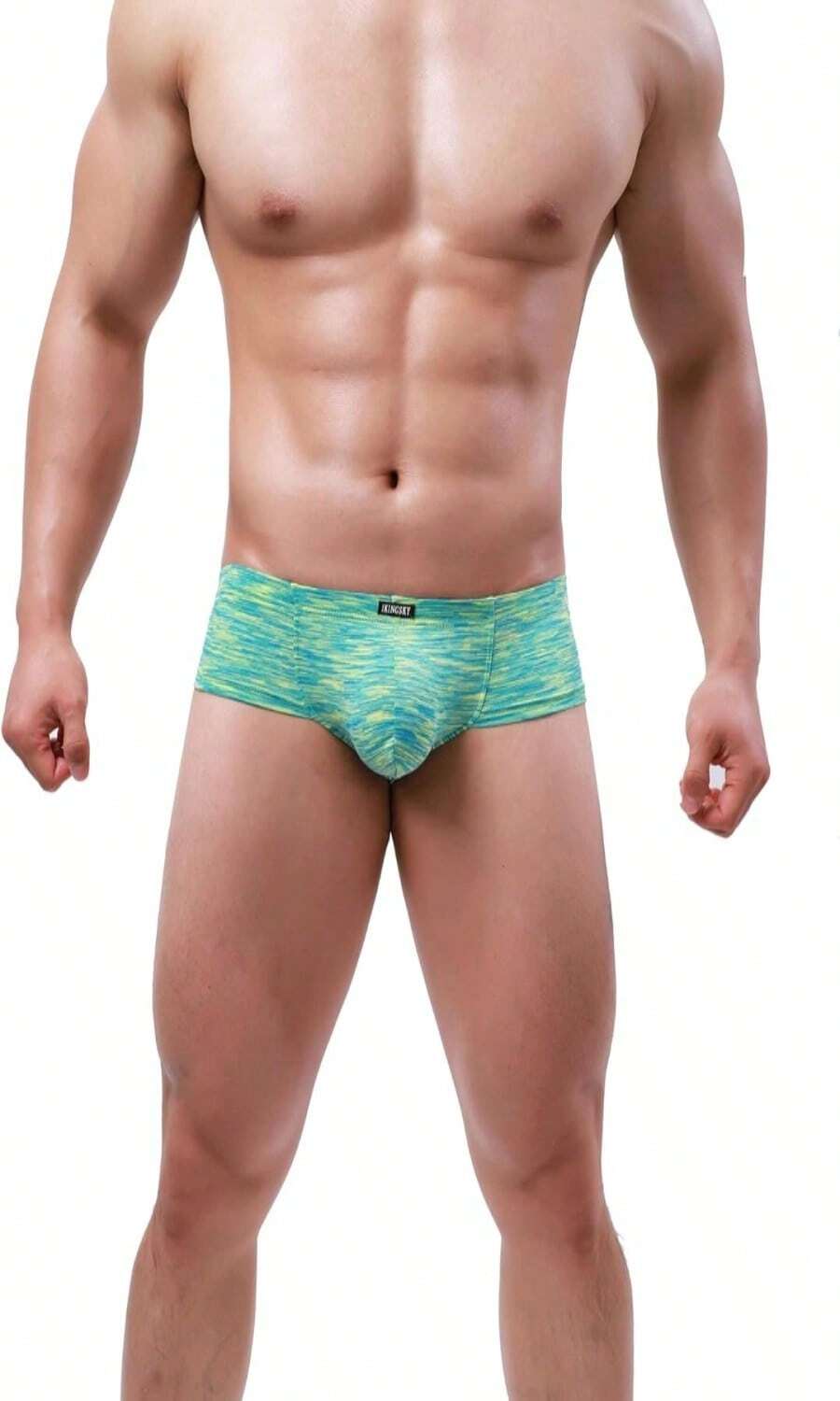 IKingsky Men'S Colorful Cheeky Boxer Briefs Sexy Brazilian Back Mens Underwear Quick-Dry Mini Cheek Thong Under Panties - ColorE - 查看 1