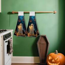 Halloween Puppy Hanging Kitchen Towels With Loop, Set Of 2 - Soft & Super Absorbent Microfiber Decorative Hanging Dish & Hand Towel, Tea, Coffee Towel For Kitchen Bathroom Oven Handlehalloween - bóng ma - Xem 11
