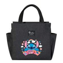 Adorable bolsa de almuerzo aislada con diseño de Stitch - Portador térmico de alimentos de doble bolsillo con grueso papel de aluminio, mantiene las comidas calientes para la escuela, de vuelta a la escuela, útiles escolares, oficina y actividades al aire libre | Colección