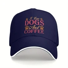 I Love Dogs And Coffee "Baseball Cap - Casual Unisex Hip Hop Cap, Light And Durable, Simple Design, Suitable For Summer Wear, Outdoor Casual Baseball Cap, Especially For Fishing Activities, A Great Choice For Holiday Gifts! - Navy Blue - View 8