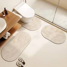 1/3片装浴室防滑吸水垫，驼色线条硅胶垫，复古图案浴室垫，U型马桶垫，浴室洗手池吸水脚垫，2.5毫米厚圣诞装饰厨房地毯