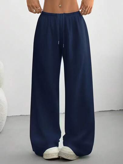 Pantaloni jogging casual pentru femei, cu croi larg - talie gri cu șnur, bandă elastică, croială lejeră confortabilă pentru primăvară/vară/toamnă, perfecți pentru ținută casual, pantaloni jogging