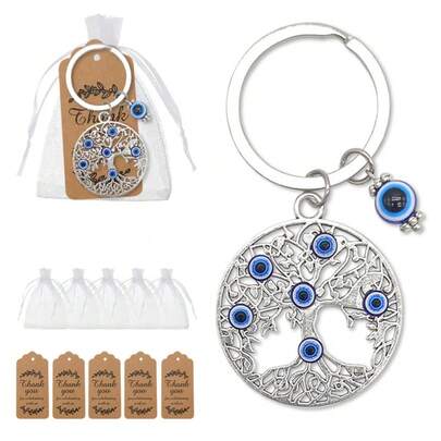 3/9/15pcs Big Life Tree Blue Eye Keychain Set, Simple Fashion Keychain, Backpack Car Key Pendant, Party Gift Christmas