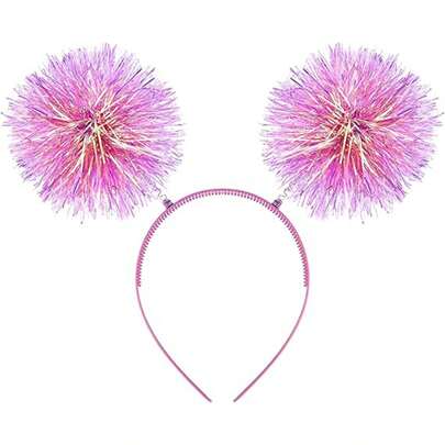 Metallische Folie Pompons Haarband, modisches metallisches Haarband, flauschiger Pompons Haarreif, Cosplay Party Haarzubehör für Frauen