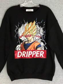 Crewneck Mens Medium Pullover Sweatshirt Anime - màu đen - Xem 1