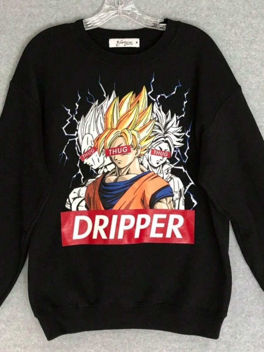 Crewneck Mens Medium Pullover Sweatshirt Anime - màu đen - Xem 1