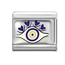 1pc Silvery Series Elegant Blue Eye Graphic Design, Luxurious Epoxy Resin Modular Necklace/Bracelet/Ring Jewelry Accessory, Suitable For Birthday, Anniversary Gifts (Single Piece, Unassembled)