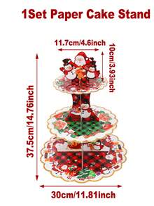 1 Stück Weihnachts-Papier-Cupcake-Ständer, Pinguin Schneemann Weihnachtsmann Design Weihnachts-Papier-Kuchenständer, Dessert-Präsentationsständer, Cupcake-Halter Dekorationen, Papier-Kuchentürme, Winter Festival DIY Kuchendekorationen, Küchenzubehör, Fröhliche Weihnachtsdekorationen für Zuhause, Weihnachts-Tischdekoration, Weihnachtsparty-Tischdekoration, Weihnachtsdekoration, Neujahr Weihnachtsparty-Zubehör, Weihnachtsparty-Geschenke, Weihnachtsdekoration