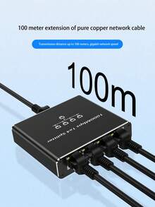 Gigabit Ethernet Cable 1-To-4 Splitter, Allowing Multiple Devices To Use The Internet Simultaneously At High Speed With A Single Network Cable, 1-To-4 Port Sharing Device, RJ45 Network Cable Splitter.