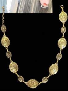 1 件可拆卸嘻哈金属椭圆链装饰，适用于毡帽、高顶礼帽、草帽