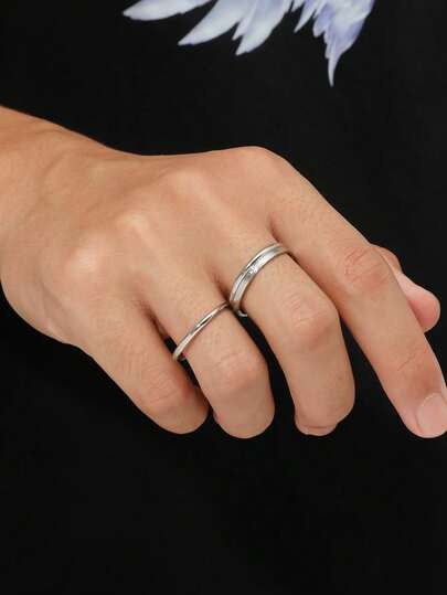 3 Stücke/Set minimalistische Edelstahl Ringe, modischer Schmuck als Geschenk geeignet für den täglichen Gebrauch, Geschenk für Freunde