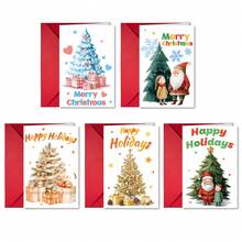 Zestaw 5 kreatywnych kartek świątecznych i kopert, eleganckie kartki świąteczne jako dekoracja na prezenty