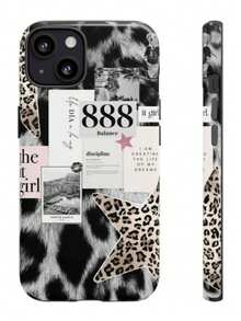 Leopard Print Star Aesthetic Photo Collage Atmosphere Number 888777 Pattern Two-In-One Mobile Phone Protective Case, Suitable For Compatible With Phone17,17air,16, 15, 14, 13, 12, 11, PRO MAX, X,XS,PLUS, As Well As, Galaxy S21/22/23/24/25 Ultra/FE+, NOTE20 Ultra,A71/56/55/54/53/52/36/34/26/25/23/16/15/14/13/06, Is A Thoughtful Birthday Gift For Girlfriend, Boyfriend And Friends - 彩色 - 查看 4