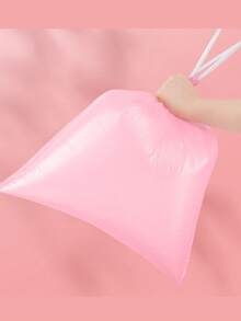 1Roll(50pcs) Drawstring Trash Bags, Pink Garbage Bags 13 Gallon,50 Pack Pink Garbage Bags, Heavy-Duty Leak And Tear Resistant, Quick-Tie Closure For Easy Use, Thickened Plastic For Kitchen, Bathroom, Office, Car, Travel, Camping, Garage, Small Bin Liners - 粉色 - 查看 9
