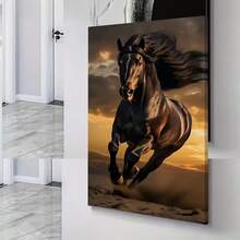 1PC Vintage Horse Decor Canvas Wall Art Modern Style, Desert Wild Horse Dynamic Painting Motion Capture Detailed Description, 2D Graphic Art Print, Modern Animal Wall Art Decoration, Suitable For Room Home Decoration, Framed And Ready To Hang - Nhiều màu - Xem 3