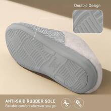 Women's Fuzzy Slip-On Slippers Indoor And Outdoor Use, Comfy Foam, Anti-Skid Rubber Hard Sole - Grey - View 5