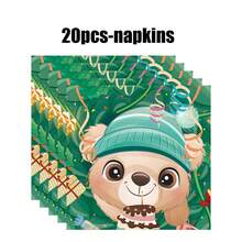 Cartoon Animal Jungle Theme 1/42/60/80/100 Disposable Tableware Set, Including 7-Inch Paper Tray, 9-Inch Cardboard, 9-Ounce Cup, Napkins, Suitable For Daily Gatherings, Birthday Parties, Bridal Showers, Baby Showers, Clubs