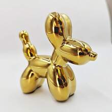 Galvanoplastia de cerámica con globo para perro, manualidades, decoración de computadora para sala de estar, decoración de computadora, hecho a mano, moderno, pequeño adorno de estatua de animales de - dorado - Ver 9