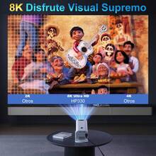 Carsapro Proyector 8k Portatil Hp330,Android 11 ,1G+8G Mini Proyector,8k Full Hd Profesional Proyector,LED Proyectores Para Celular Bluetooth Mirrorlink Usb Aux Wifi 2.4/5ghz,Proyector Inteligente , Reuniones Familiares, Camping, Oficina, Fiestas al Aire Libre. - Blanco - Ver 5