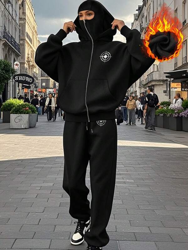 Costumes pour femmes, costumes de mode Top de gamme pour femmes avec cardigan à capuche double couche et pantalon de survêtement décontracté, costumes de mode de rue pour femmes, imprimés de lettres, imprimés gothiques, imprimés rétro, femmes décontractées. Vêtements d'hiver pour femmes, vêtements d'automne pour femmes, femmes élégantes, pour femmes, hauts, streetwear pour femmes, femmes d'automne, retour à l'école, femmes en soirée, femmes Y2K, hauts pour sortir, femmes d'hiver, femmes de campagne, femmes pour un rendez-vous