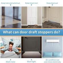 Under Door Draft Stopper[Length 1m, Width 50mm], Adjustable Door Sweep Anti-Collision Strong Adhesive Weather Stripping Tape Soundproof Draught Stoppers