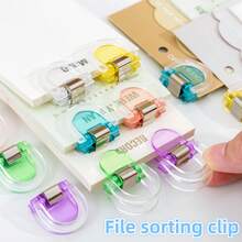 10 buc cleme transparente colorate, cleme solide pentru clasificarea fișierelor în stil minimalist, potrivite pentru sortarea fișierelor de la birou și școală.