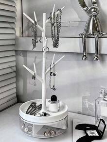 1pc & 2pcs/Set Elegant Rotating White Tree Branch Jewelry Storage Box, Stylish Jewelry Organizer Display Stand Perfect For Home Decor, Ideal For Christmas, New Year, And Valentine's Day Gifting, Chic And Functional Design For Effortless Access To Your Favorite Accessories, Enhance Your Space With A Touch Of Sophistication And Charm