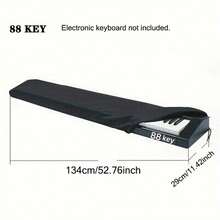 1个钢琴键盘防尘罩，适用于数码钢琴键盘，全罩式设计，带束绳锁扣，适用于61键和88键钢琴 - 彩色 - 查看 11