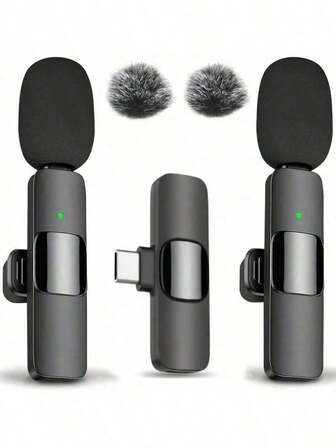 Microphone cravate sans fil compatible avec les téléphones /Android, microphone d'enregistrement professionnel, fonction de réduction intelligente du bruit, enregistrement parfait, convient pour l'enregistrement vidéo, la diffusion en direct de jeux, les interviews, les vlogs, etc. (Livré avec un coton anti-vent en cadeau)