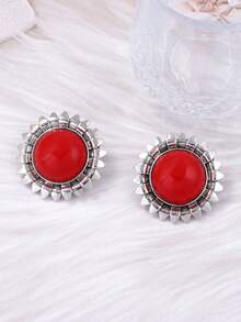 1 Pair Fashionable Minimalist High-End Geometric Resin Alloy Sunflower Vintage Elegant Earrings For Women