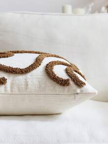 1pc, Nordic Ins Style Embroidered Throw Pillow Sofa Bed Head Cushion Waist Pillow Tufted Tassel Bay Window Futon Throw Pillow 45 * 45cm - Brown - View 4