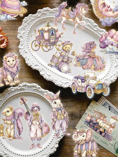 50pcs Dreamy Amusement Park Cute Stickers For Notebook, Water Bottle, Phone, Laptop, Guitar, Fridge, Luggage, School Decoration, Suitable For Children's Day, Halloween, Christmas And Other Holidays Gifts