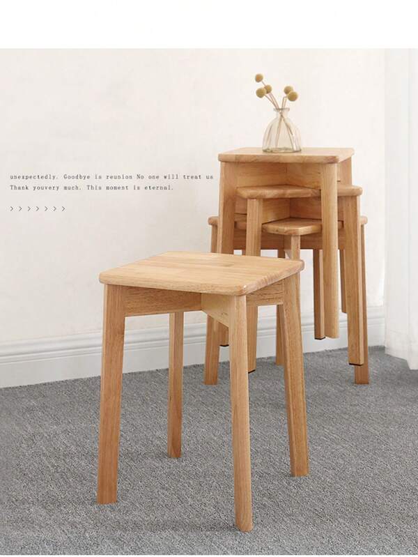 1 pièce Tabouret en bois massif de style européen, tabouret carré, tabouret rond, tabouret de table à manger pour usage domestique et commercial, couleur noyer naturel, chaise de salle à manger, tabouret de salle à manger, usine