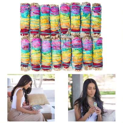 Chakra Sage Smudge Sticks 4 Inch Natural Flower White Sage Smudging Wands Bulk Quantities Home Cleansing, Meditation, Smudging Sustainably Sourced California White Sage