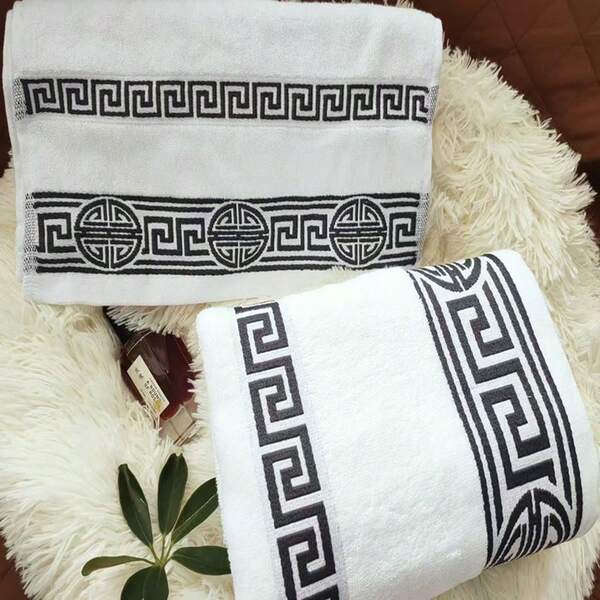 2025 New 3-Piece Towel Set, Includes White Bath Towel (34*74cm/13.4*29inch) & Bath Sheet (70*140cm/27.6*55inch), Soft & Absorbent, Suitable For Home, Hotel, Adults & Couples