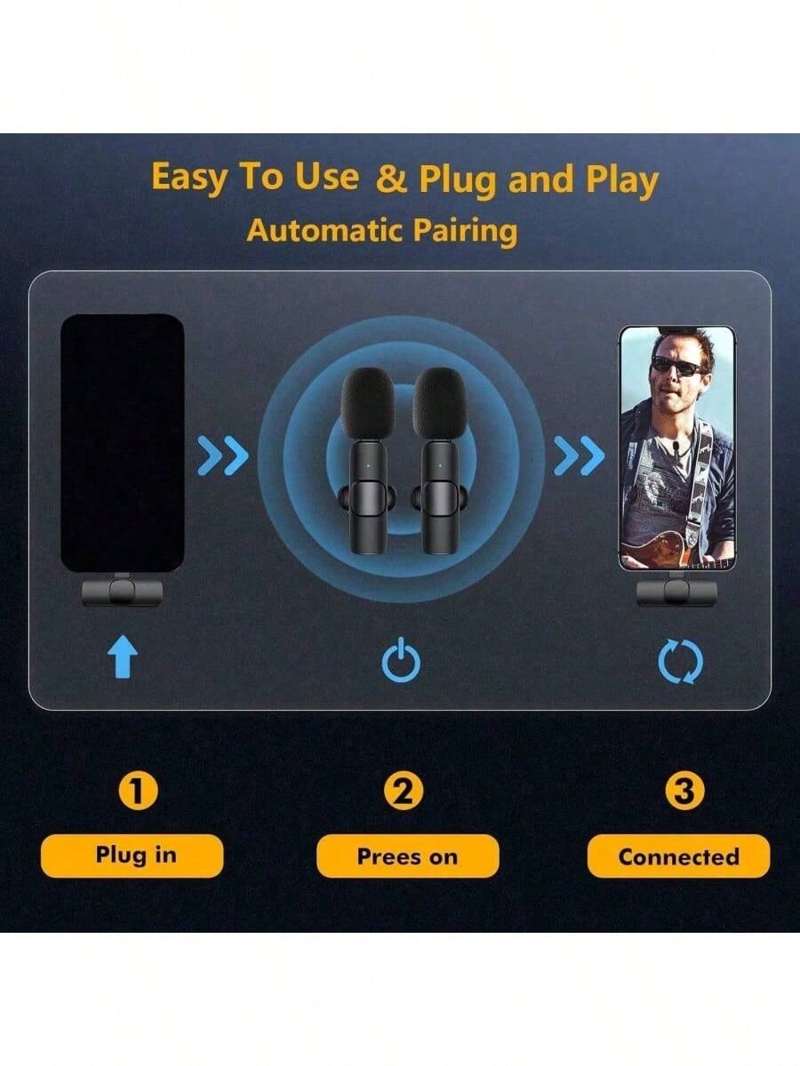 ميكروفون لاسلكي قابل للتثبيت، متوافق مع هواتف iOS/...