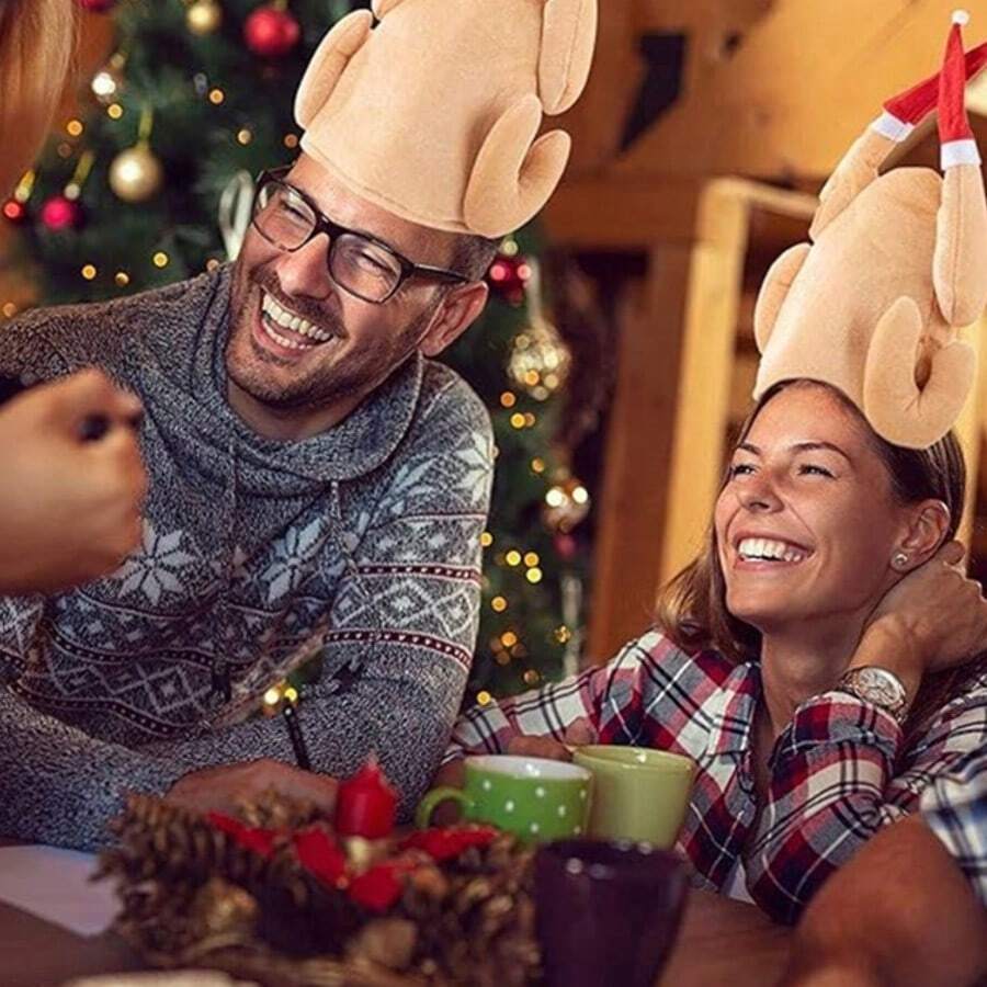 1 pieza 2 piezas Sombrero de pata de pollo de Acción de Gracias, Sombrero de pavo, Sombrero de pata de pollo divertido, Sombrero de pavo de dibujos animados de Acción de Gracias, de fibra de poliésterunicolorlido (poliéster)