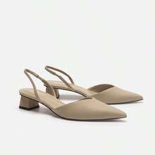 Sandalias de mujer Baotou Nuevo estilo veraniego: sandalias minimalistas de punta afilada y tacón cuadrado Zapatos planos de tacón alto y correa fina para mujer tacones altos - Beis - Ver 4