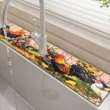 1pc, Farmhouse Chicken Style, Diatom Mud Faucet Absorbent Pad, Bathroom Faucet Splash Pad, Moisture-Proof Anti-Slip Faucet Pad, Kitchen Countertop Accessories. - Multicolor - View 9