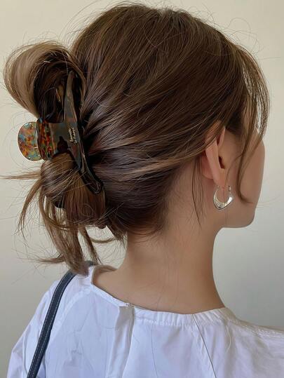 1个焦糖色亚克力波浪形爪夹，中号复古发爪发饰，女士款